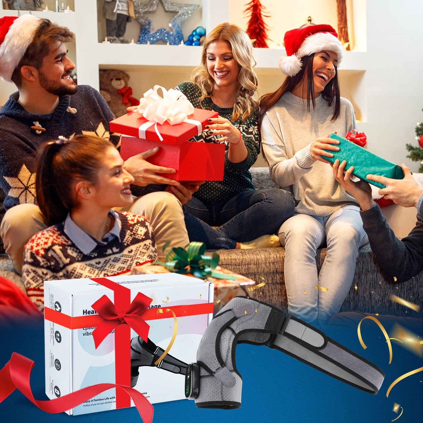 Cordless Heated Shoulder Brace, Shoulder Massager Heating Pads for Rotator Cuff Upper Arm Muscle Stress Relief 3 Heating and Vibrati Men Women Heated Wrap