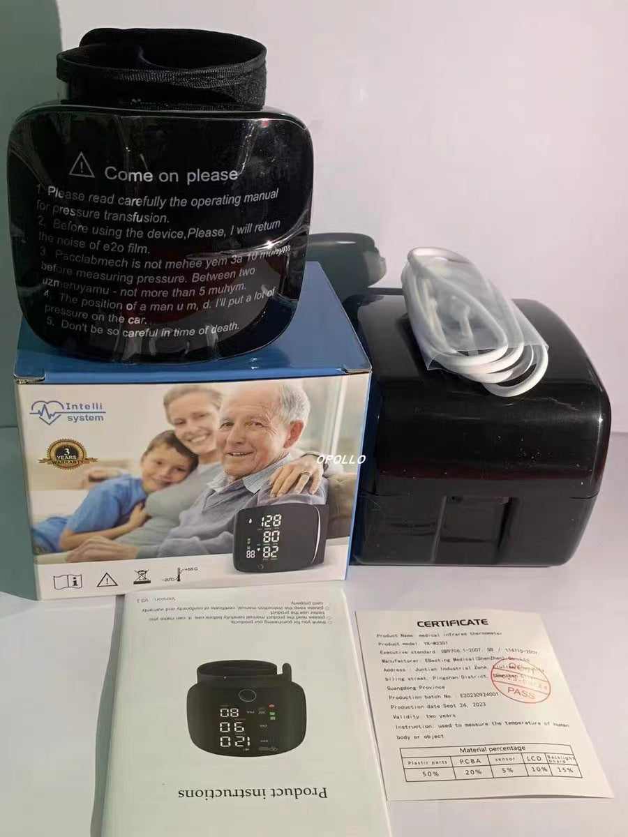 Rechargeable Wrist Blood Pressure Monitor – Digital Touch Screen Meter