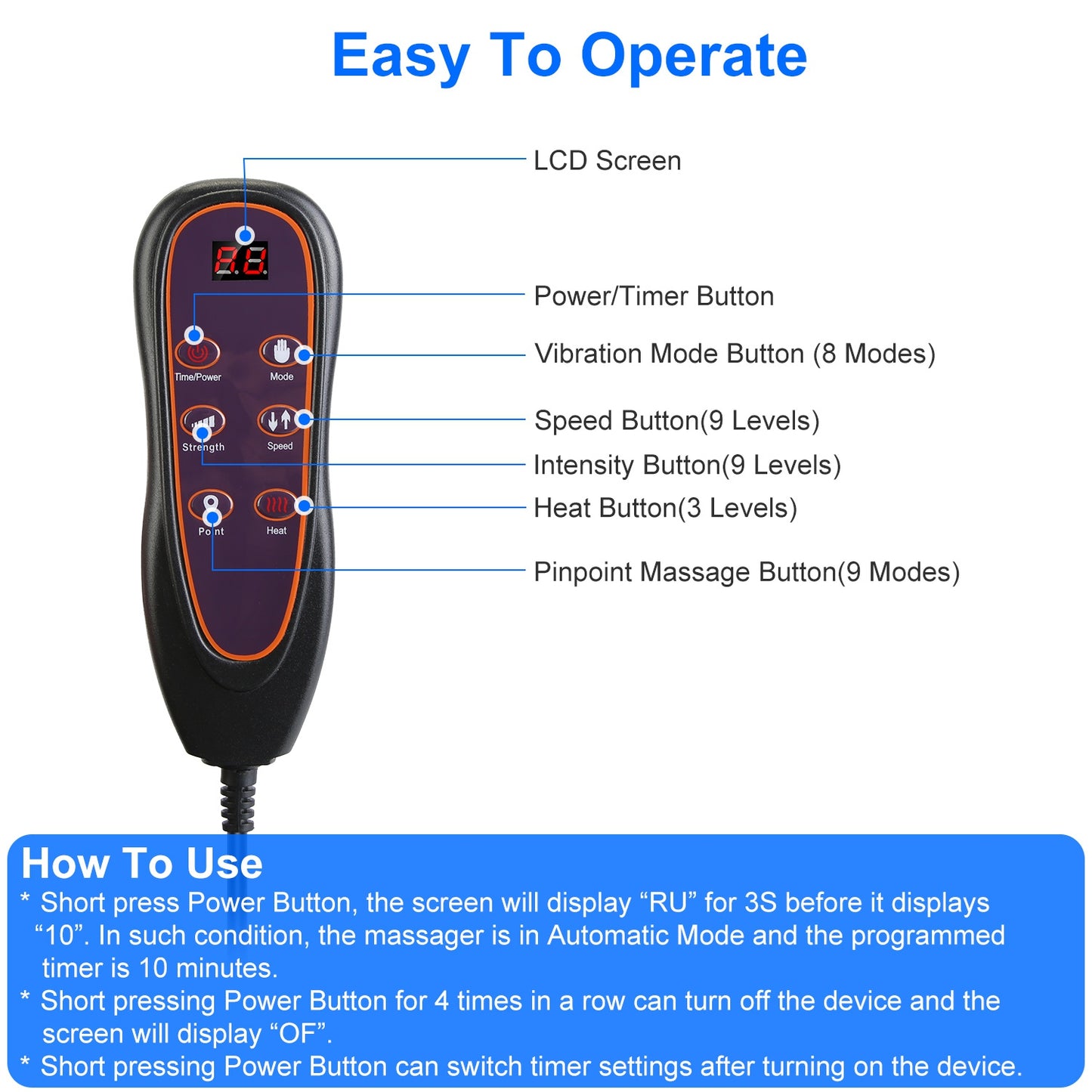 Full Body With Heat Back Massager With Vibration Timer