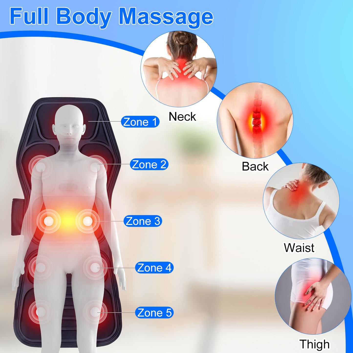 Full Body With Heat Back Massager With Vibration Timer