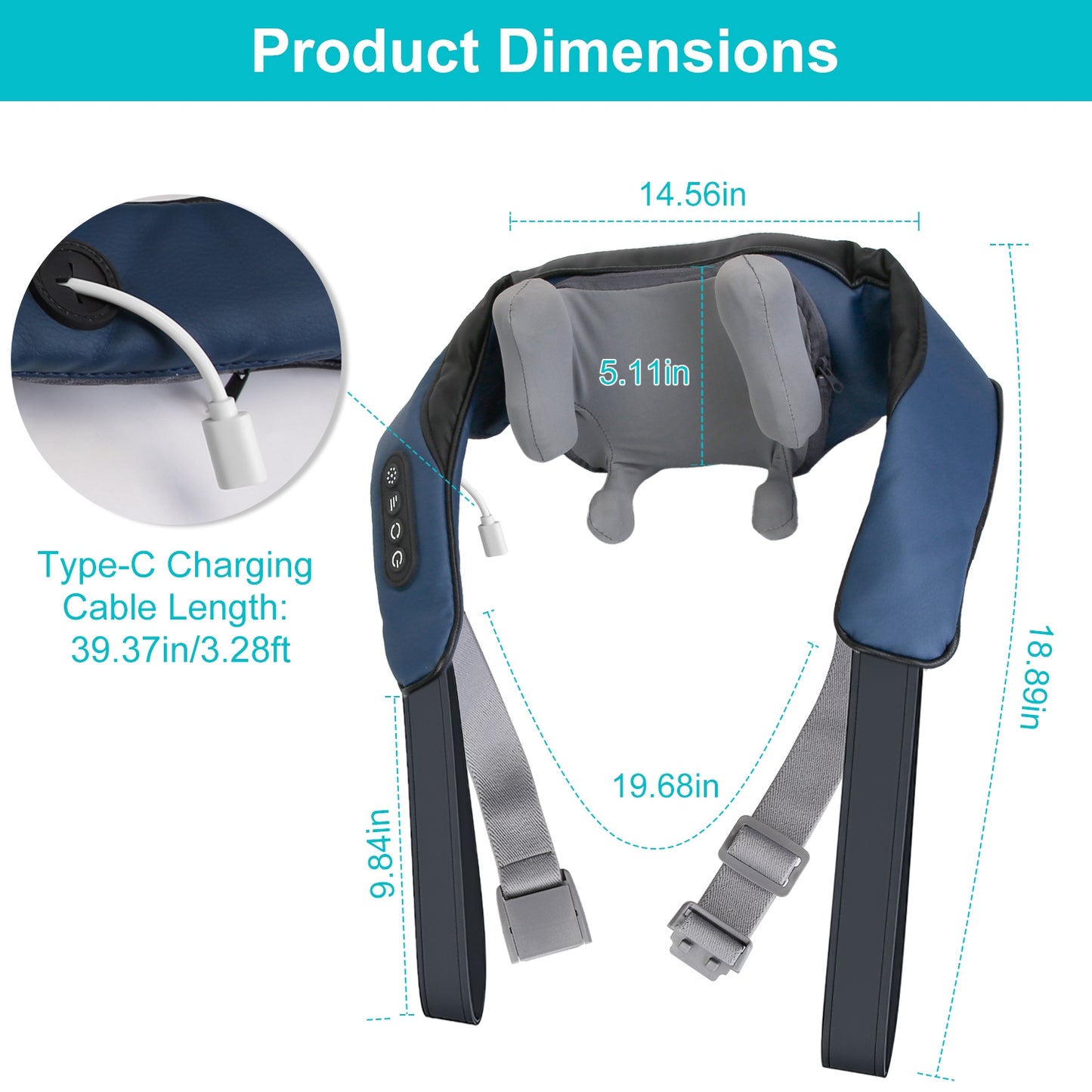 Electric Neck Shoulder Massager With Infrared Light Heating 3 Massage Modes Speeds Kneading Grasping Shiatsu Massage Pillow For Back Arms Thighs Release Pain