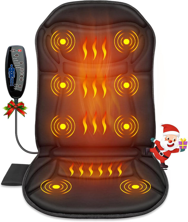 Back Massager Chair Pad, Back Massager with Heat, 5 Vibration Modes & 2 Heat Levels Massage Seat Cushion, Electric Massage Pad for Back Pain Relief, Christmas Gifts for Dad, Men, Mom, Women