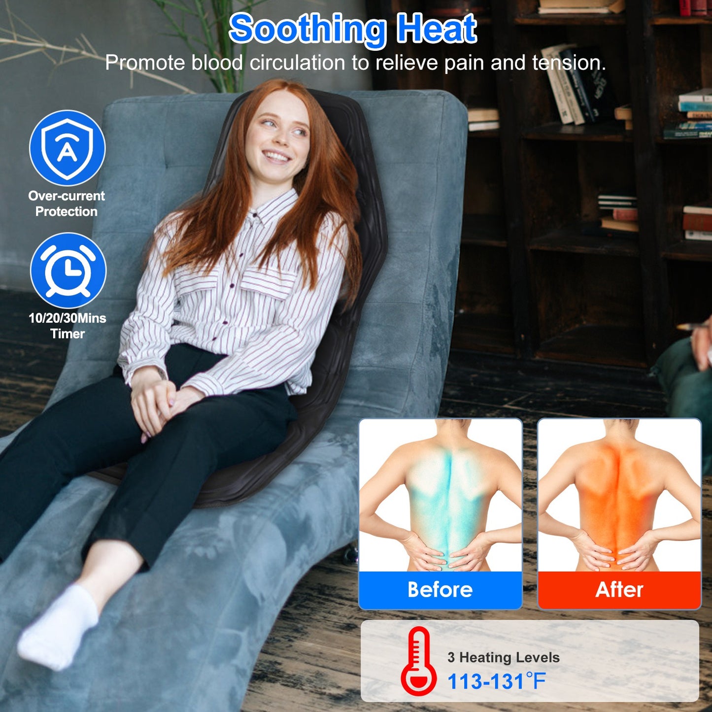 Full Body With Heat Back Massager With Vibration Timer