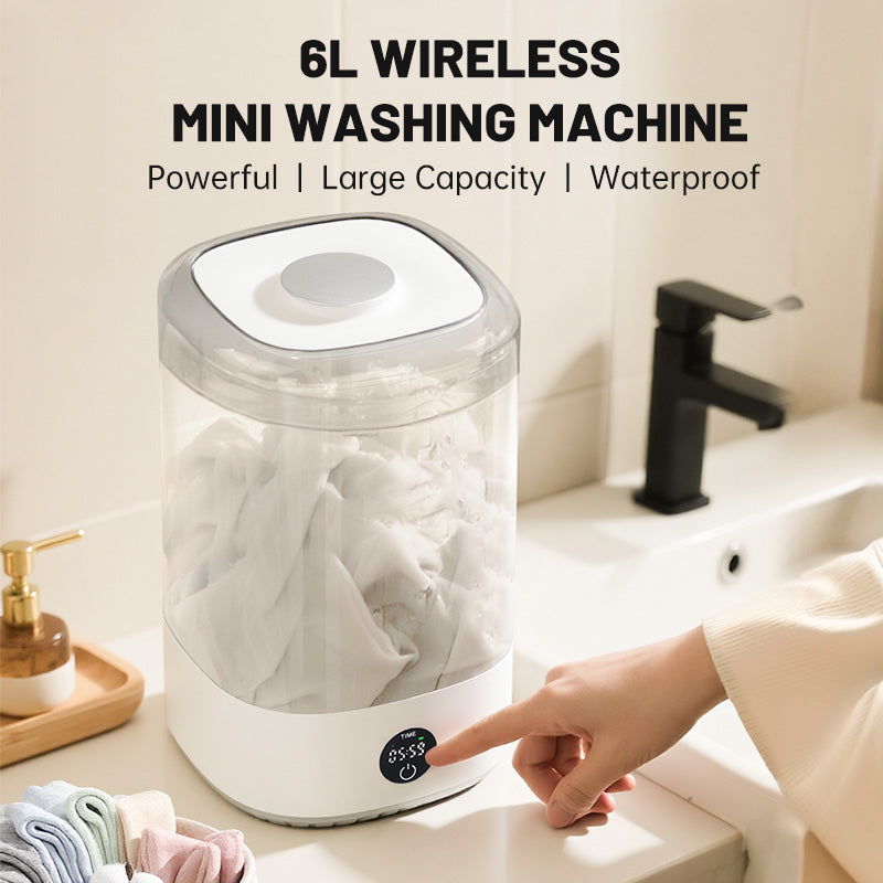 Cordless Mini Washer 6L – Portable & Rechargeable Travel Laundry Machine