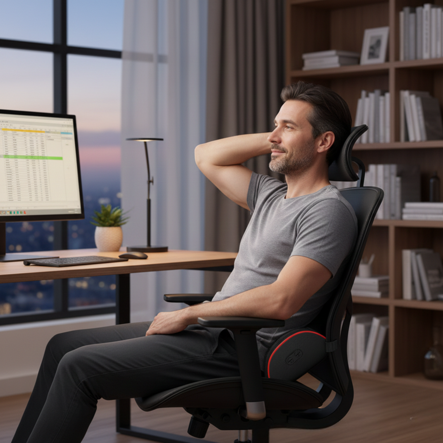 Electric Lumbar Traction Back Massager with Heat & Vibration Relief