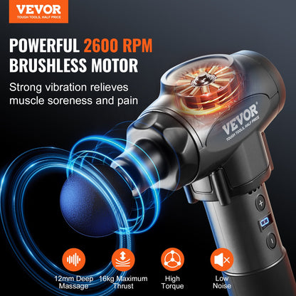 Deep Tissue Massage Gun – 9 Speeds, 6 Heads for Pain Relief