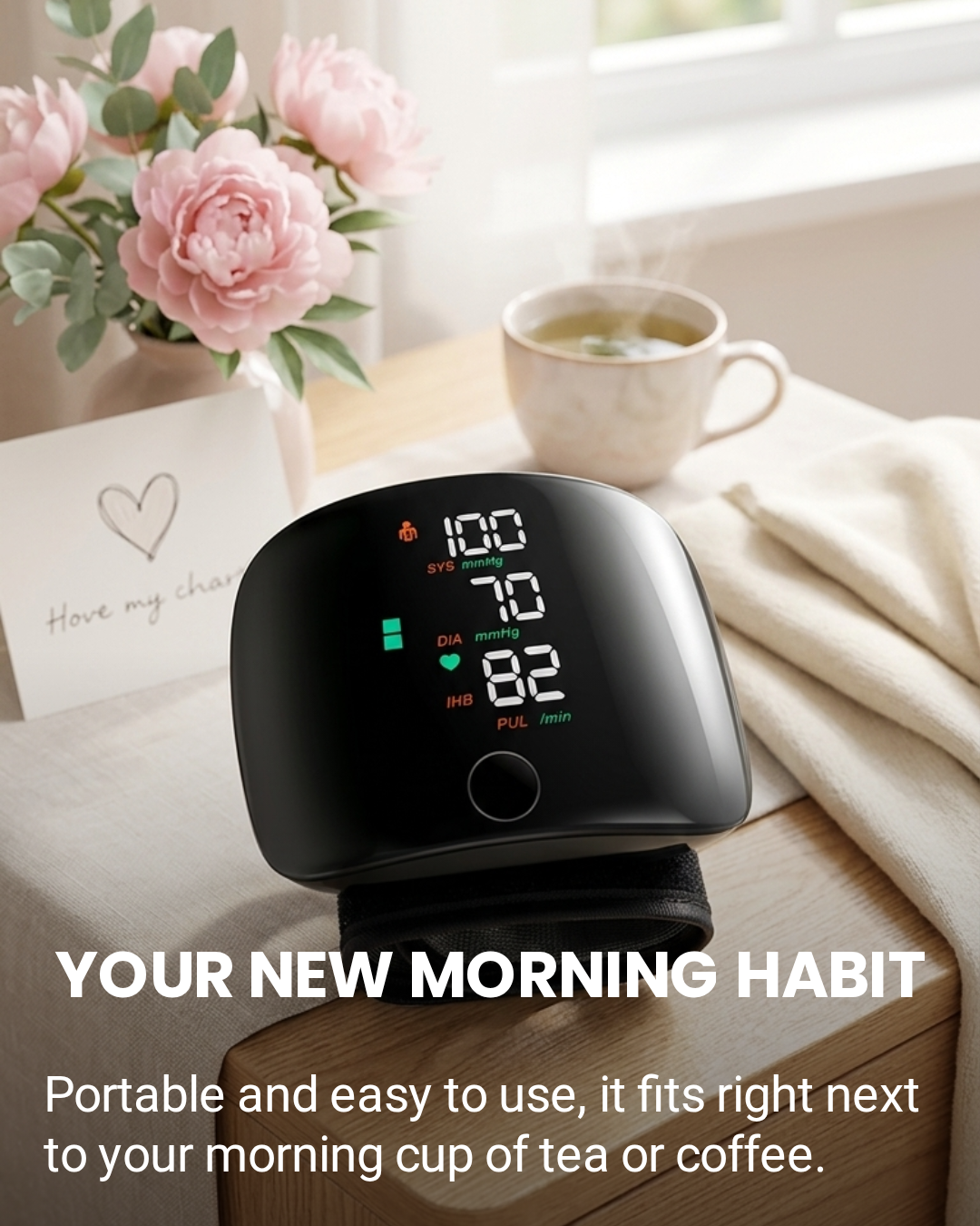 Rechargeable Wrist Blood Pressure Monitor – Digital Touch Screen Meter