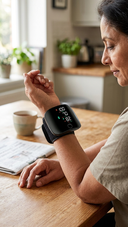 Rechargeable Wrist Blood Pressure Monitor – Digital Touch Screen Meter