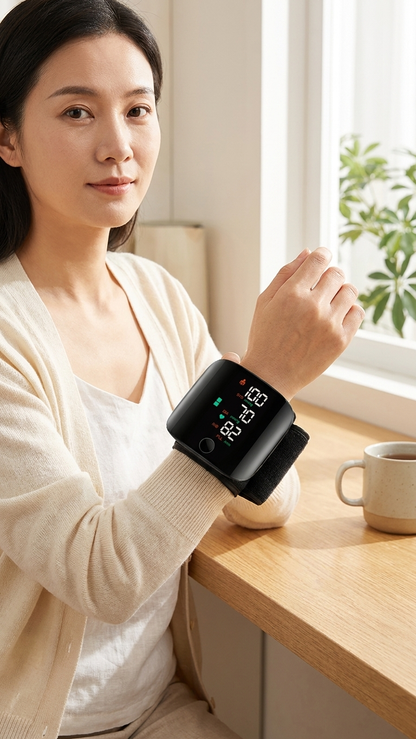 Rechargeable Wrist Blood Pressure Monitor – Digital Touch Screen Meter