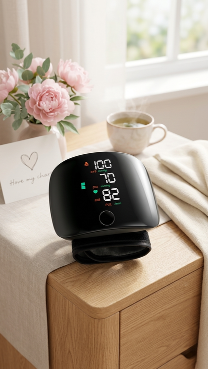 Rechargeable Wrist Blood Pressure Monitor – Digital Touch Screen Meter